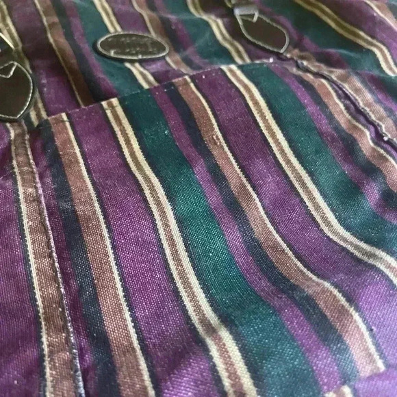 Vintage Striped Purple and  Green Duffle/travel Bag - Picture 3 of 7